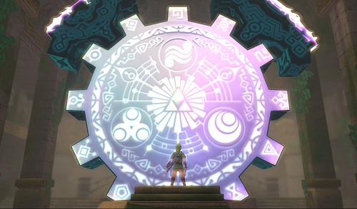 Link devant la porte du temps dans Skyward Sword