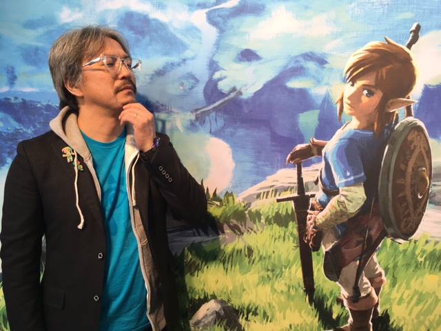 Eiji Aonuma et Link dans Breath of the Wild