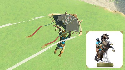 paravoile avec l'amiibo de Link à cheval dans Legend of Zelda Tears of the Kingdom