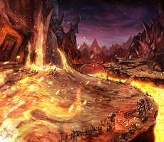paysage de lave dans Hyrule Warriors