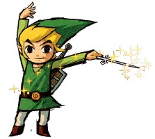 Link agite la baguette dans The Wind Waker