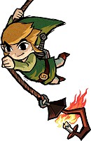 Link se balance sur une corde dans The Wind Waker