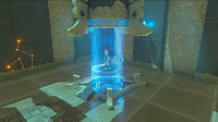 Link dans une sorte d'ascenseur dans Breath of the Wild