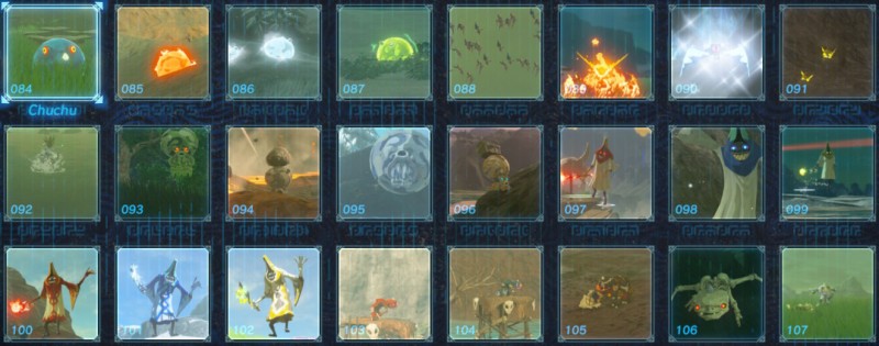 Monstres de l'encyclopédie d'Hyrule Breath of the Wild