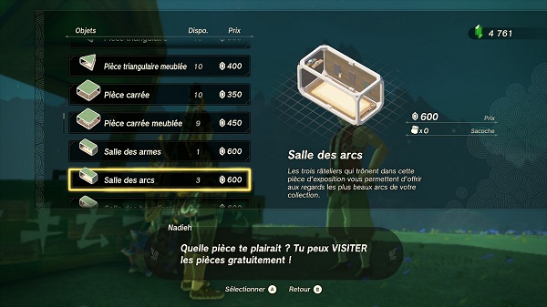 liste des salles pour maison de rêve totk