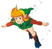 Link nage sous l'eau A Link to the Past SuperNes