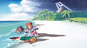 Marine trouve Link sur la plage dans Link's Awakening