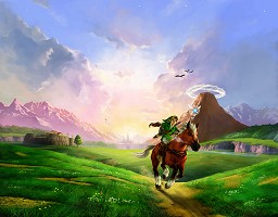 Link chevauchant Epona dans Ocarina of Time